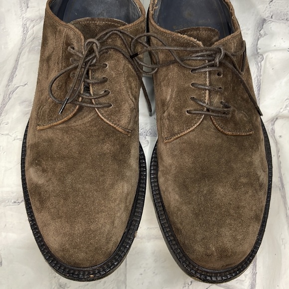 Boglioli Suede Derby Shoes Lace Up Brown Suede Stacked Heel - Picture 3 of 12